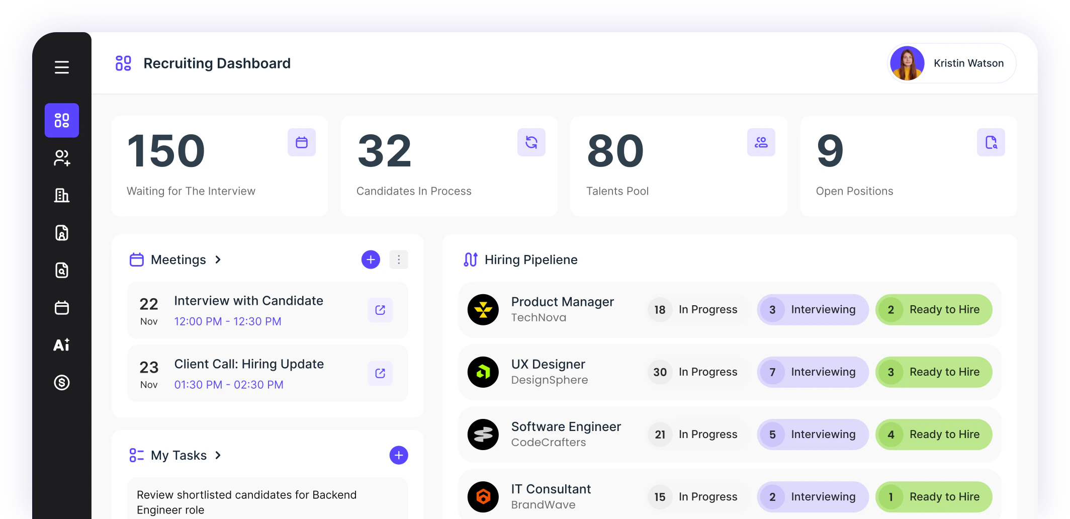 HRmony recruiting dashboard